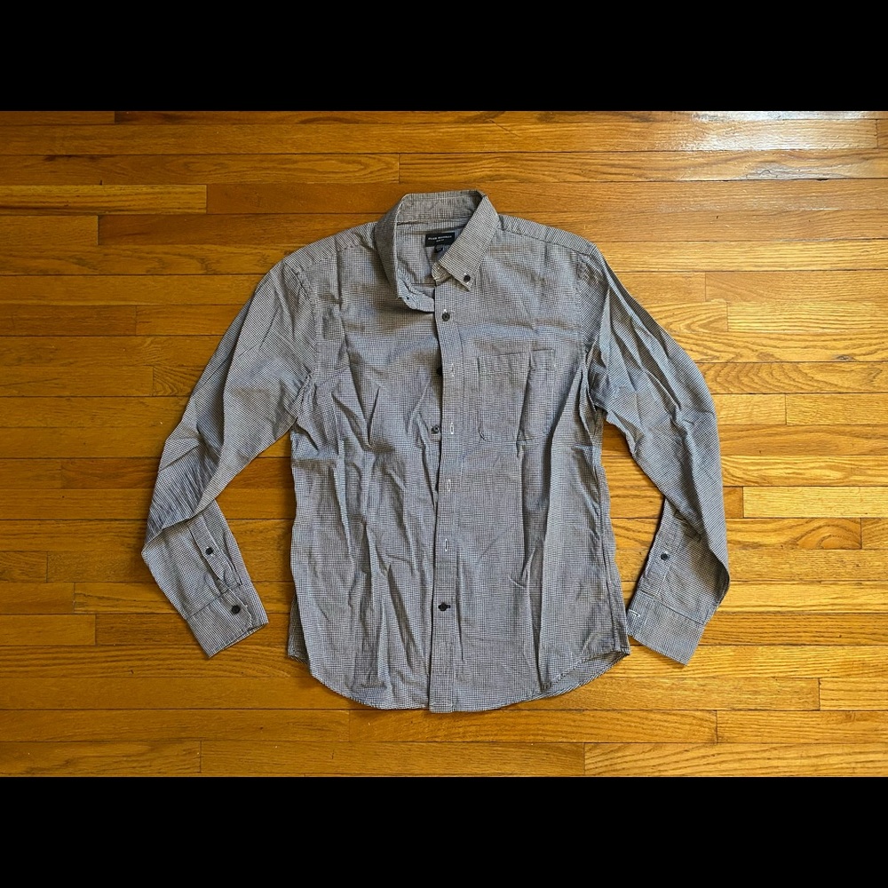 3 for $45:Club Monaco Black Houndstooth Long Sleeve Shirt